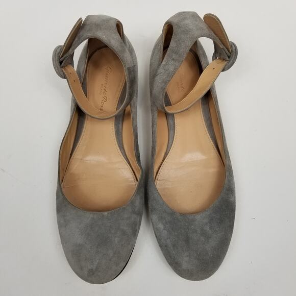 Gianvito Rossi Milano Italian Gray Suede Ankle Strap Flats Size 38 - Picture 3 of 9